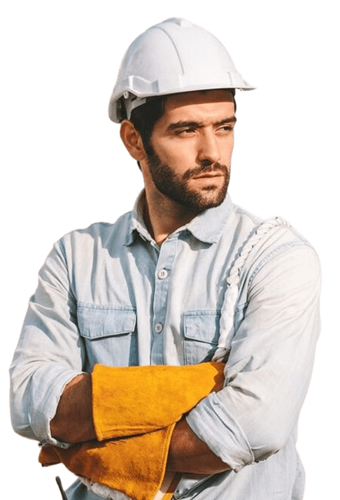 Parapet inspector in professional attire ready for NYC building inspection